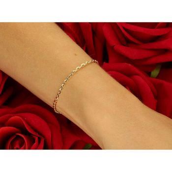 Elegancka złota bransoletka damska próby 585 w splocie ankier, szerokość 1,8 mm. Długość 18 cm, waga 1,62 g. Idealna do codziennych i eleganckich stylizacji.3.jpg